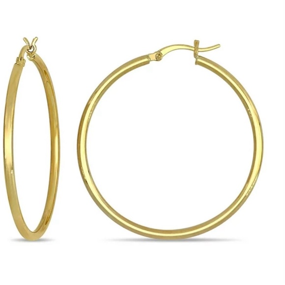 SOLD 🔴 NEW 10K Yellow Real Solid Gold 40mm Hoops Earrings 1.5mm thickness - Picture 1 of 3